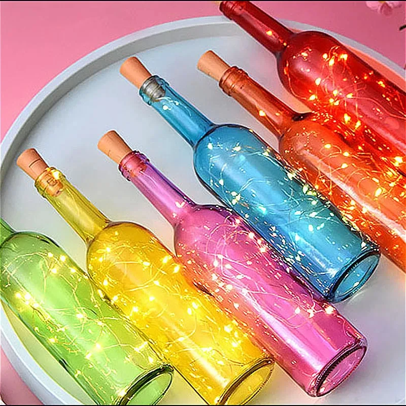 10 قطعة أضواء الجنية زجاجة النبيذ مع الفلين LED سلسلة أضواء البطارية الجنية أضواء جارلاند لعيد الميلاد ديكور حفلات الزواج #6