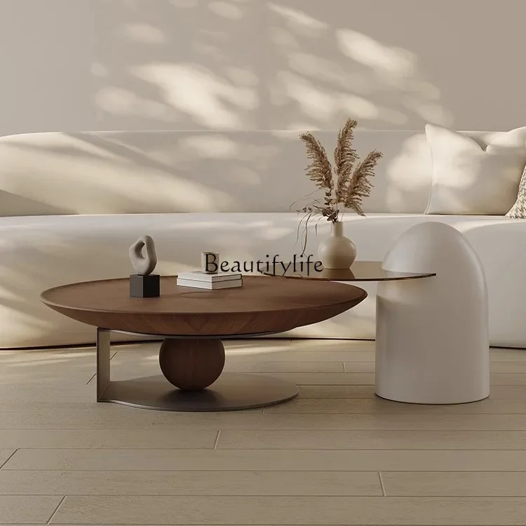 

Wabi sandy wind walnut coffee table minimalist light luxury Italian small apartment simple modern coffee table high sense