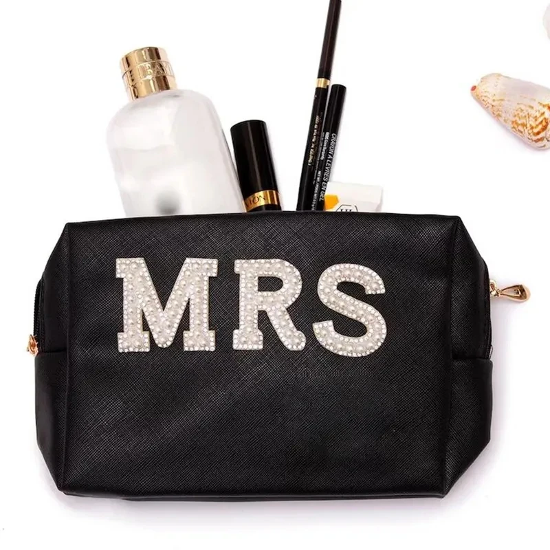 Mrs makeup Bag Bach weekend Bachelorette hen Party Bridal Shower bride to be wedding engagement just married honeymoon trip gift