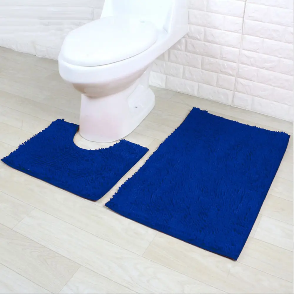 1/2pcs High Quality Colorful Washable Anti Slip Bathroom Mat Set Bath Mats Pedestal Rug Chenille Bathroom Supplies Home Decor