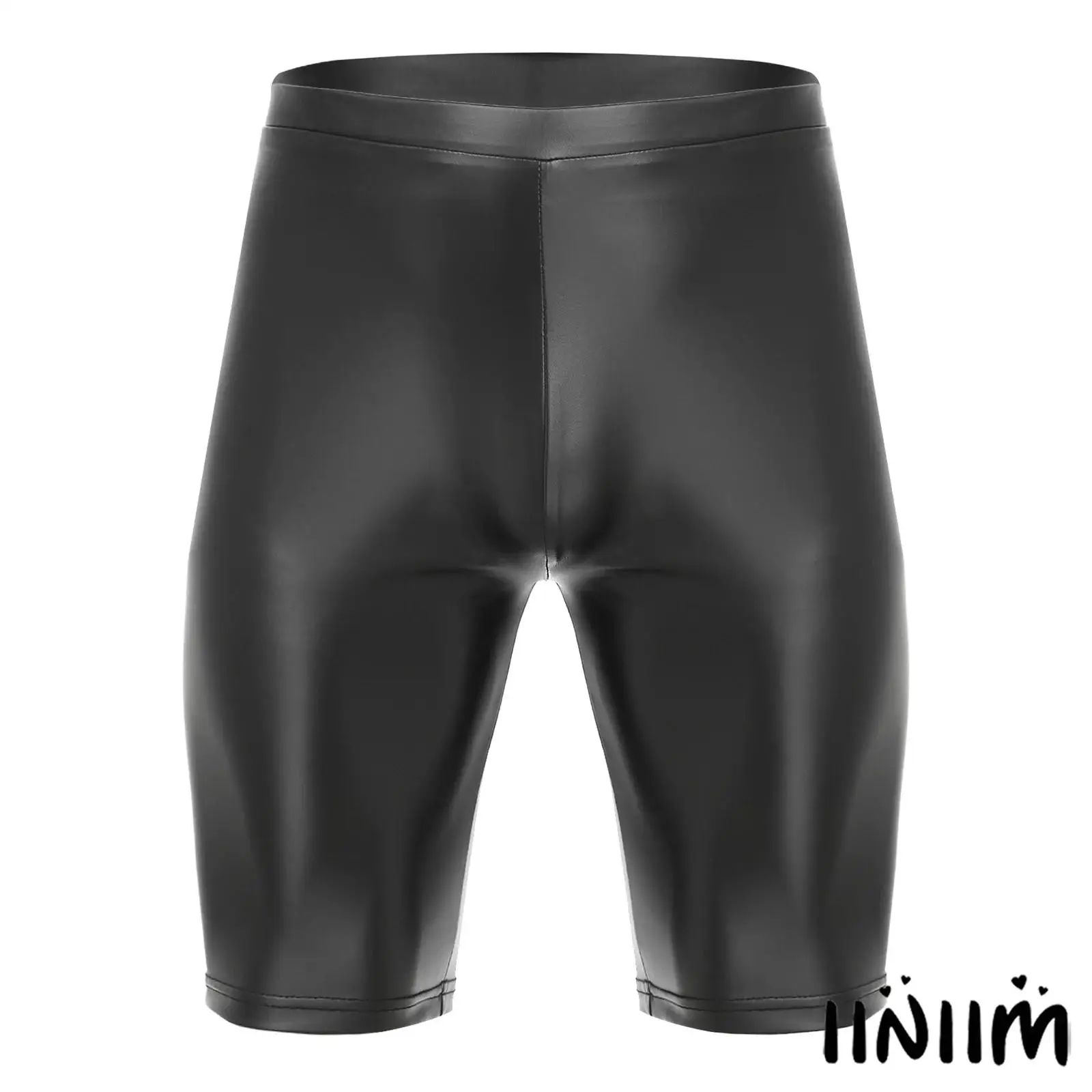 

Mens Faux Leather Shorts Shiny Stretchy Boxer Style Tight Hot Pants Elastic Waist Wrestling Pants for Club Disco Party Night Out