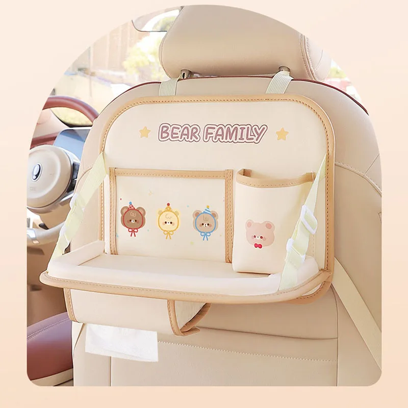 Cartoon Car Seat Back Organizer Foldable Table Tray Holder Travel For Children Auto Backseat Hanging Feeder Bottle Storage Bag - Image 3