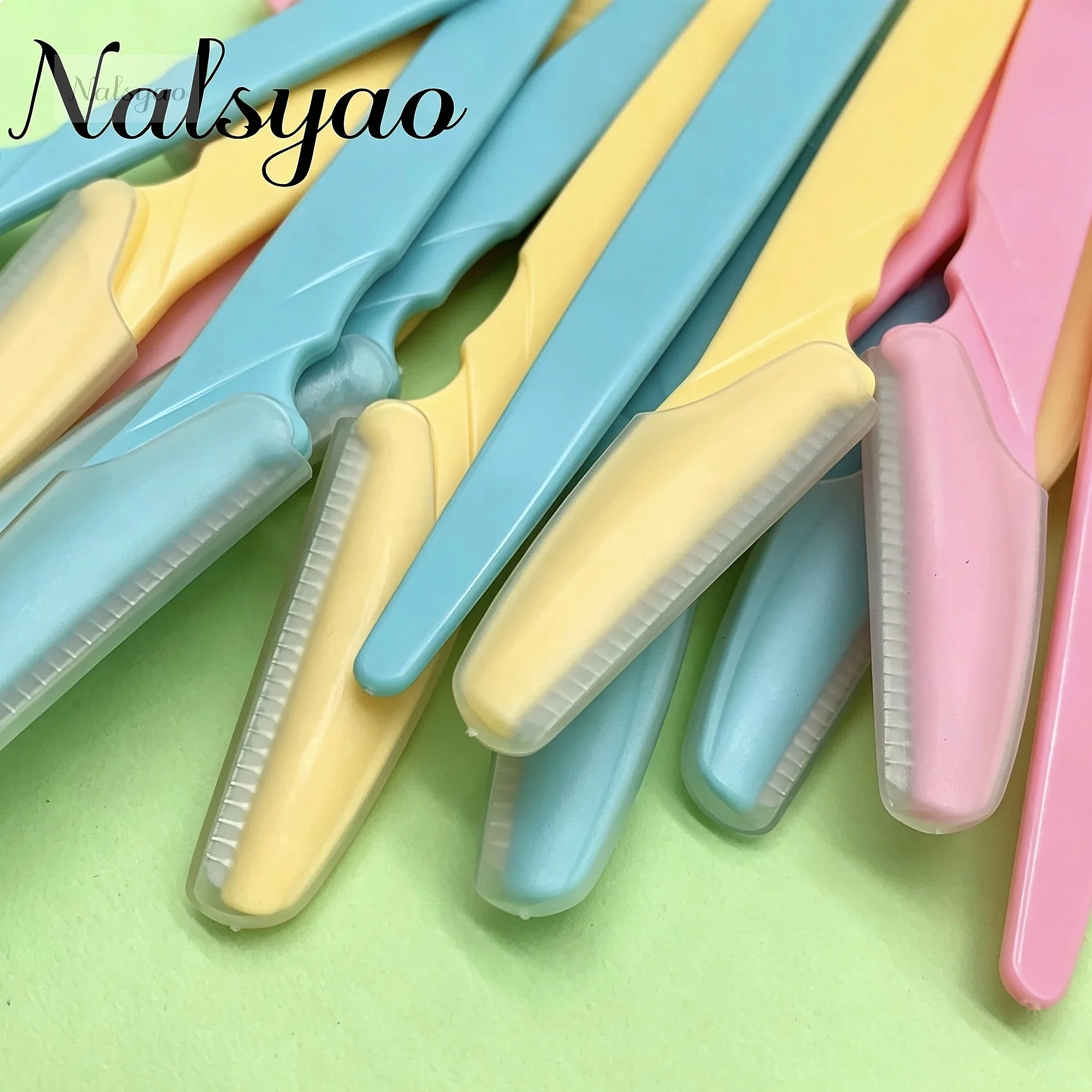 Nalsyao 12 Pcs Eyebrow Razor Women Face Body Safe Trimmer Hair Shaver Eye Brow Remover with Cover Small Makeup Tools Set