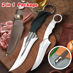 2PCS Stainless Steel Cleaver Knife Slicing Fish Meat Vegetables Kitchen Knives Chef Butcher Boning Cooking Knives Cutting Tools