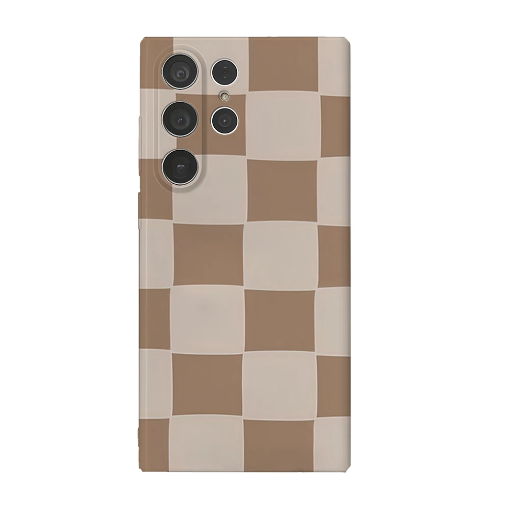 Brown Fit Check Handyhülle für Samsung Galaxy S25 S24 S23 Ultra Plus A35 A55 Glänzende HD Hard Cover Film Shell