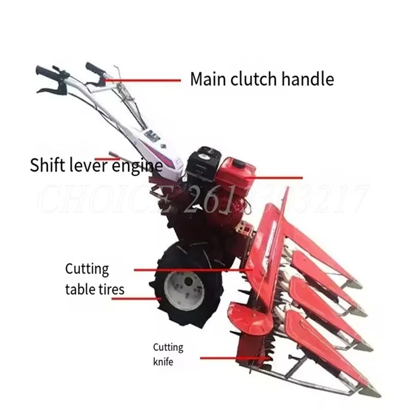 High Quality Agricultural Chili Rice Wheat Combine Hand Reaper Harvester Machinery Paddy Corn Forage Grass Cutter Machine