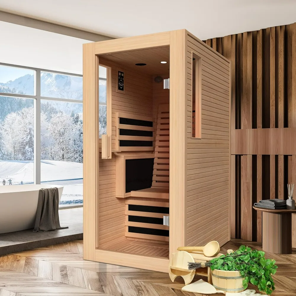 

Full Spectrum Infrared Sauna, 1 Person Home Sauna Spa Room with Adjustable Backed Chair, Indoor Dry Sauna with Rapid Heating