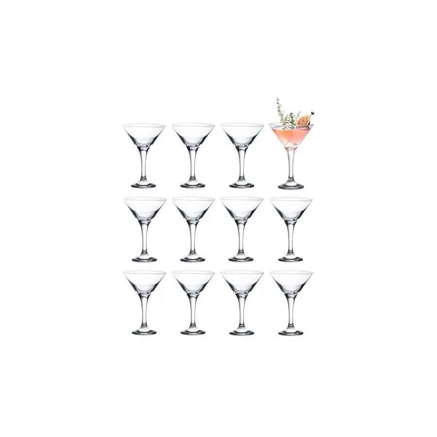 

Martini Glasses Set of 12, 5.2 Ounce Cocktail Glasses with Stem, Elegant Cosmopolitan Glasses for Martinis and Cocktails, Dishwa