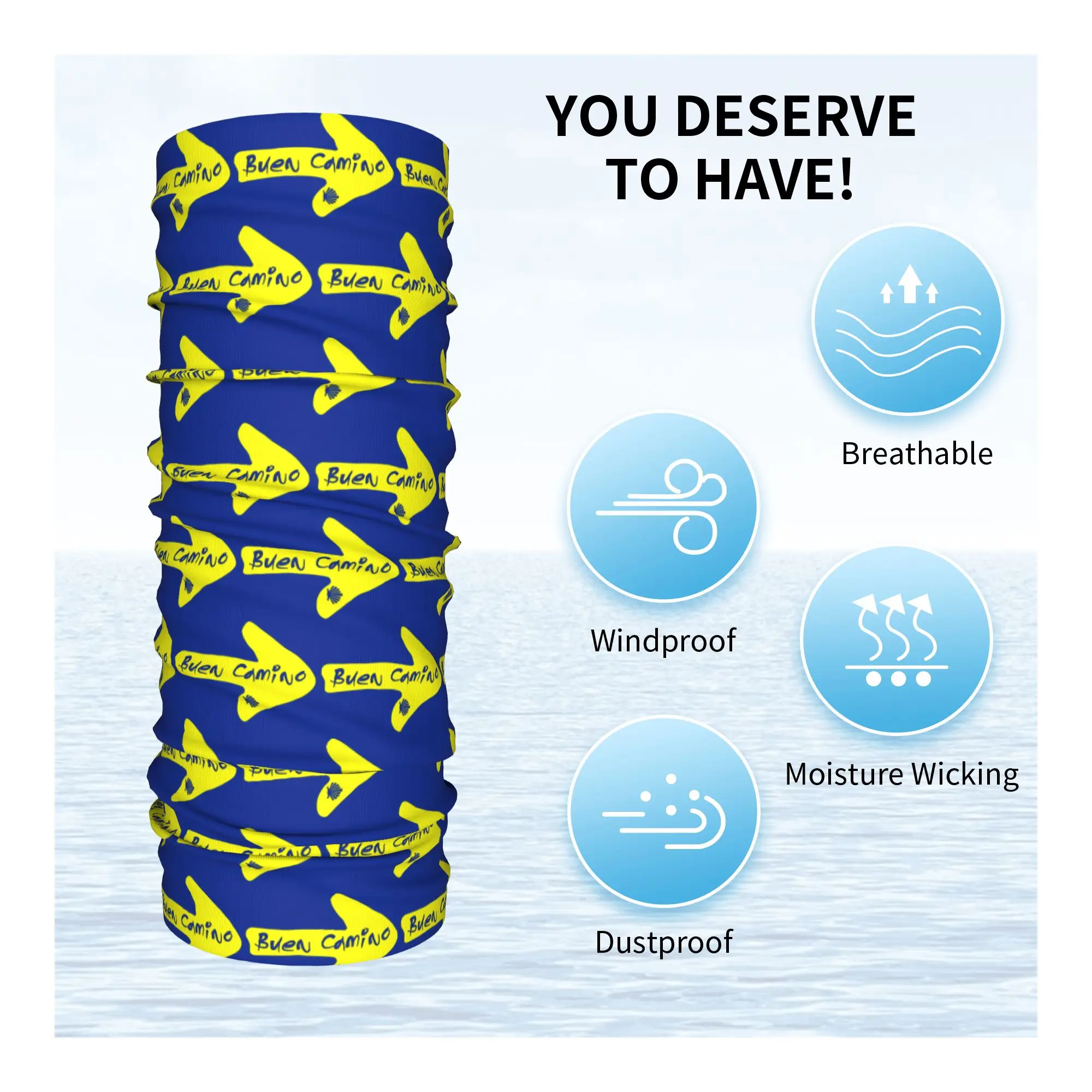 مخصص بوين كامينو دي سانتياغو شل باندانا الرقبة الجراب للتزلج التخييم الرجال النساء التفاف وشاح الساخن بالاكلافا دفئا