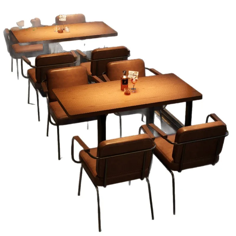 American Western restaurant bar with dining table and chairs, commercial bistro, music bar