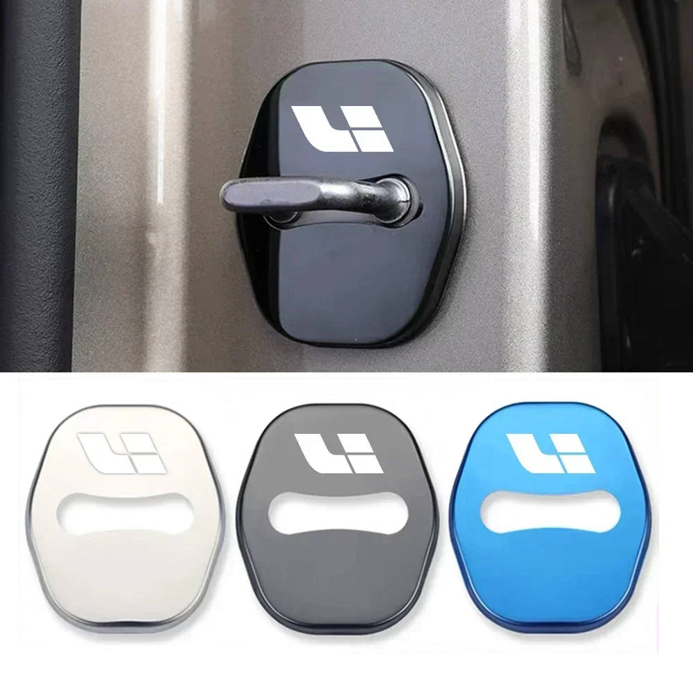 4PCS  Car Door Lock Cover Case Sticker Logo Stainless Steel For Leading Ideal I9 li Auto l9 I8 Li Auto Accessories