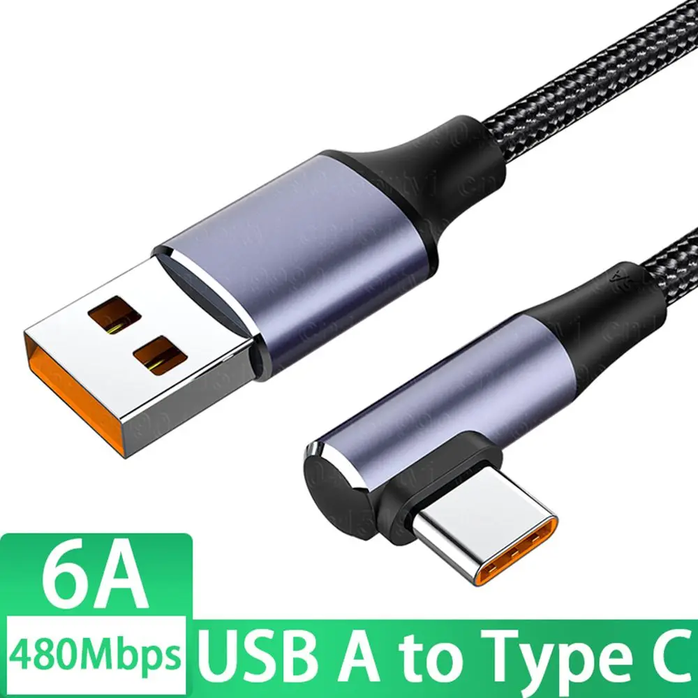 Laptop Data Line Quick Charge 4.0 5A USB C to USB Type C Cable Right Angle PD 100W Fast Charging