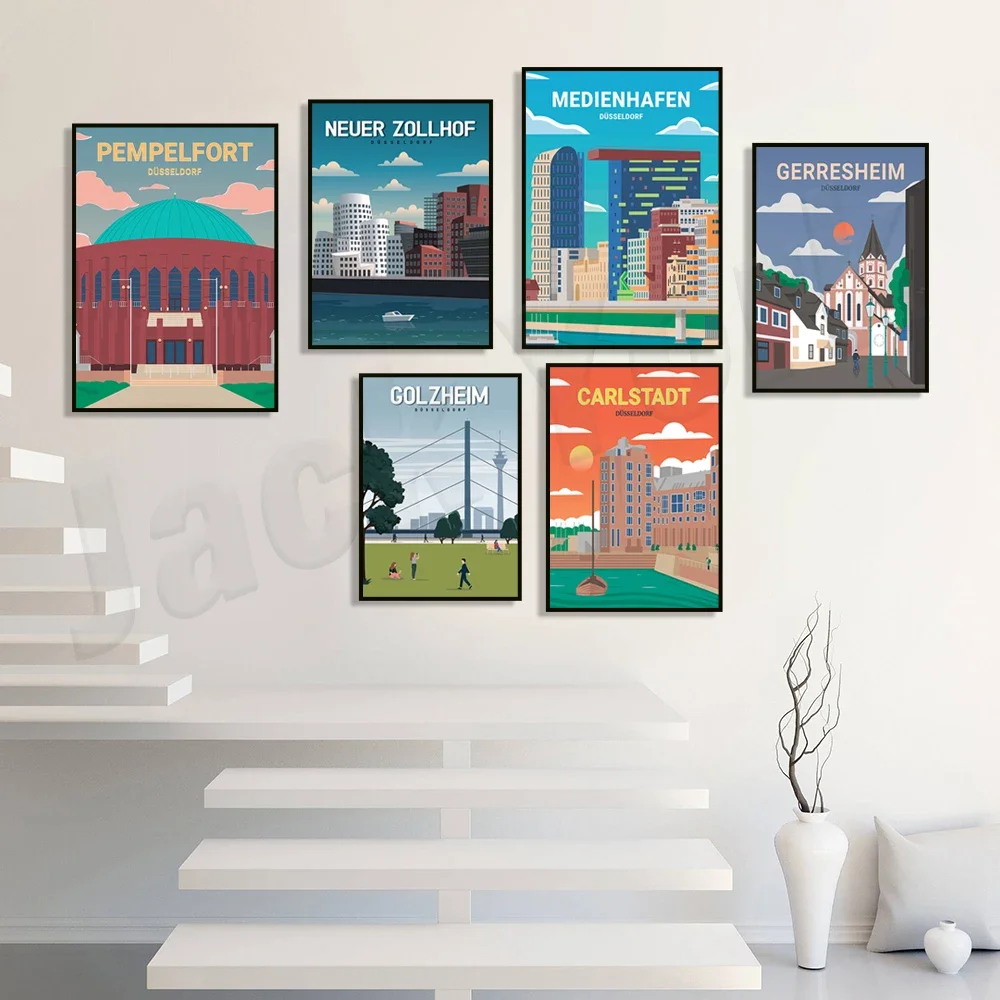 برج قلعة ديسيلدورف، ديسيلدورف ديرندورف، دوسيلدورف فريدريشادت، ديسيلدورف بيملفورت، ديسيلدورف فلينجن ملصق السفر