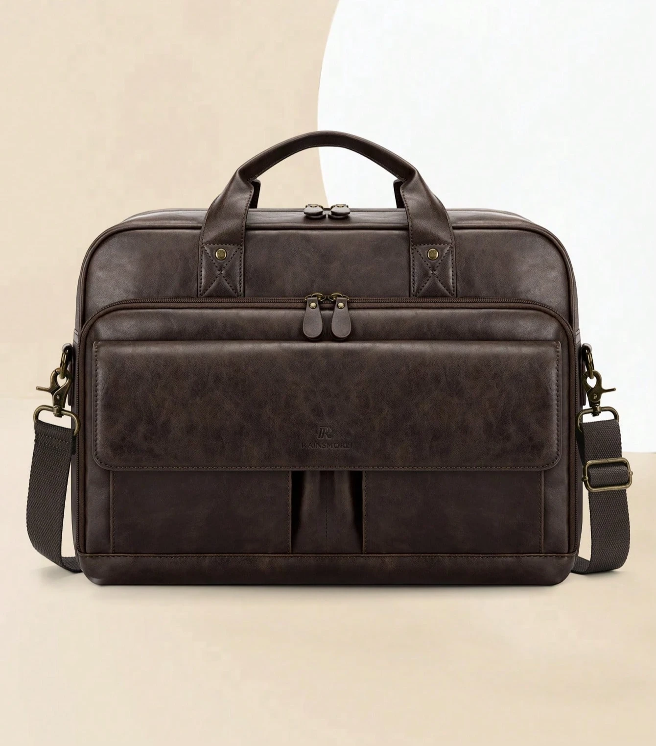 

PU Leather Messenger Bag For Men: 15.6 Inch Vintage Briefcase, Lightweight Business Satchel With Multiple Pockets For Office, Work & Commute
