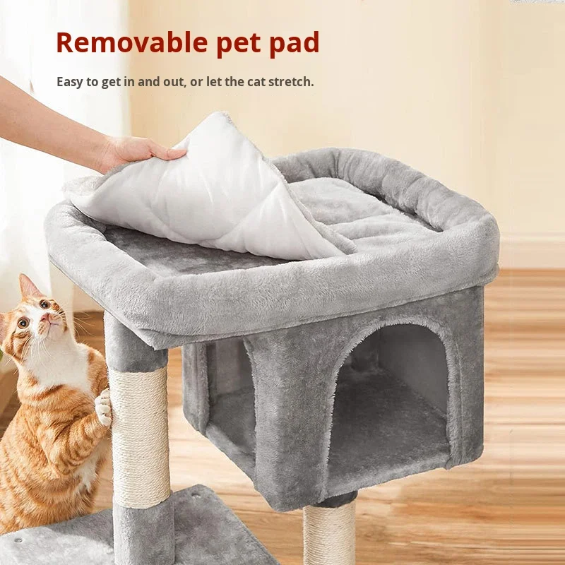 Modular Cat Climbing Tower with Sisal Scratching Posts and Minimalist House