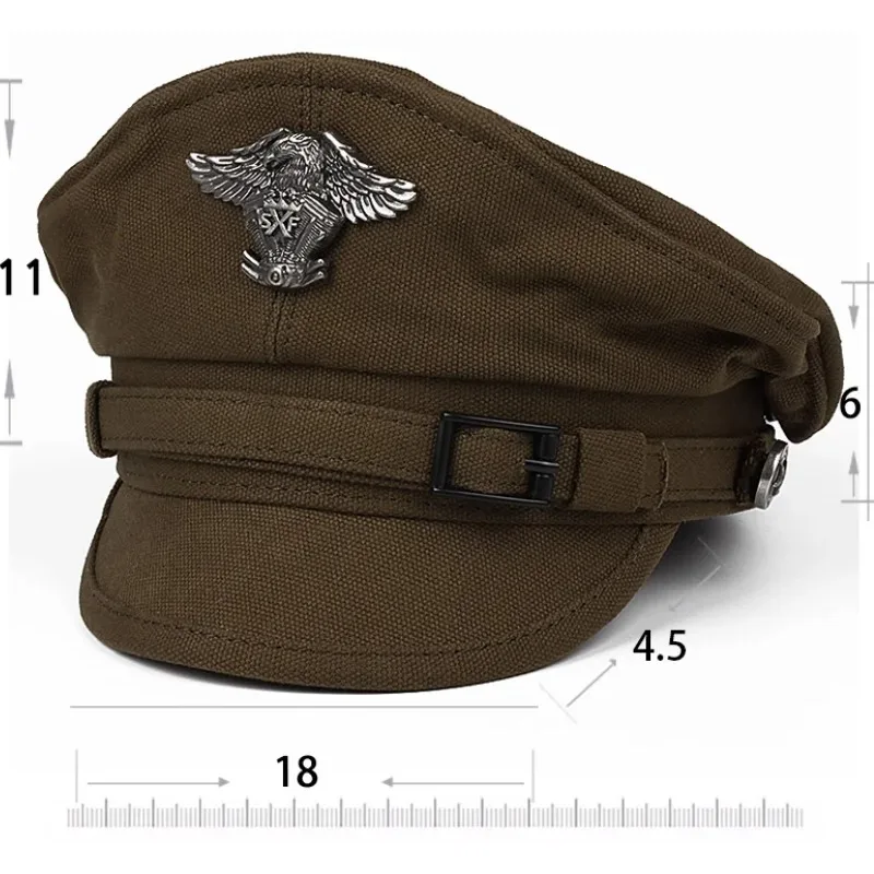 Autumn and Winter Men's Flat Top Hat Canvas Retro European and American Cycling Hat