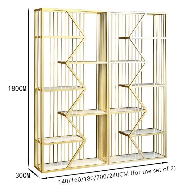 Nanogold Home Partition Bookshelf Office Furniture Bookcase Stand Metal Shelf Storage Racks