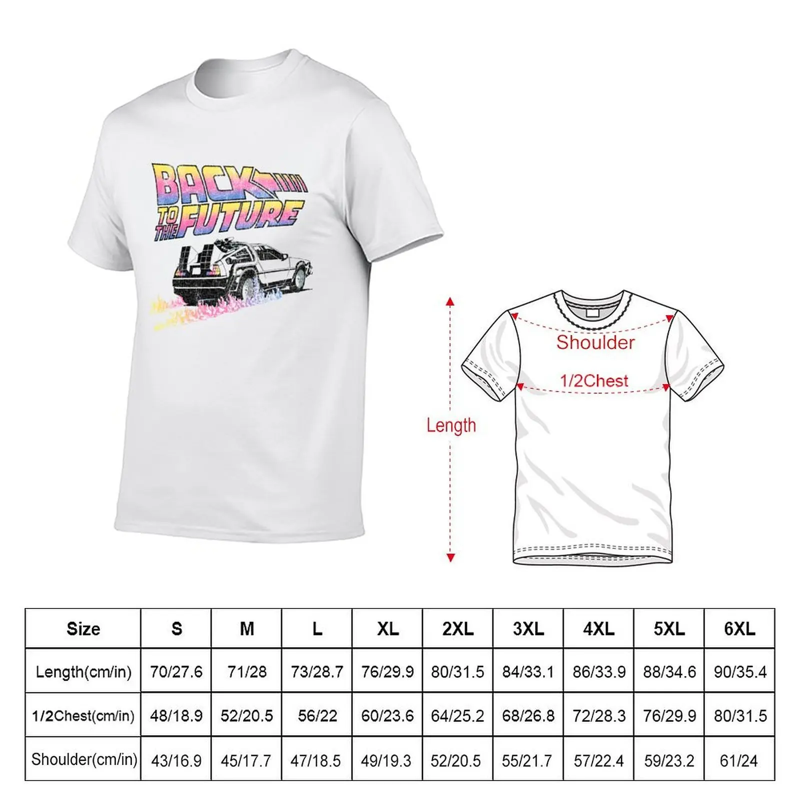 Back To The Future DeLorean Distressed Retro Portrait T-Shirt man t shirt cotton cotton tshirt 100% T-Shirt
