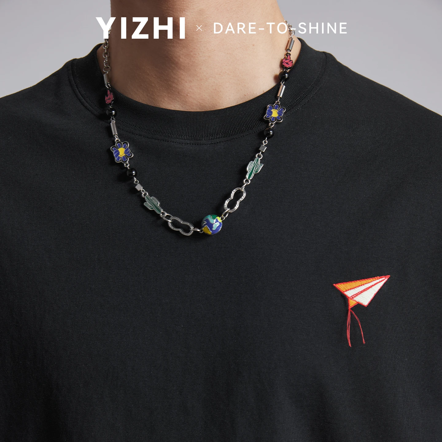 Men 210g Heavyweight Kite Embroidery T Shirt 2026 Summer Loose Drop Shoulder Skin Friendly Breathable Casual Short Sleeve Tops