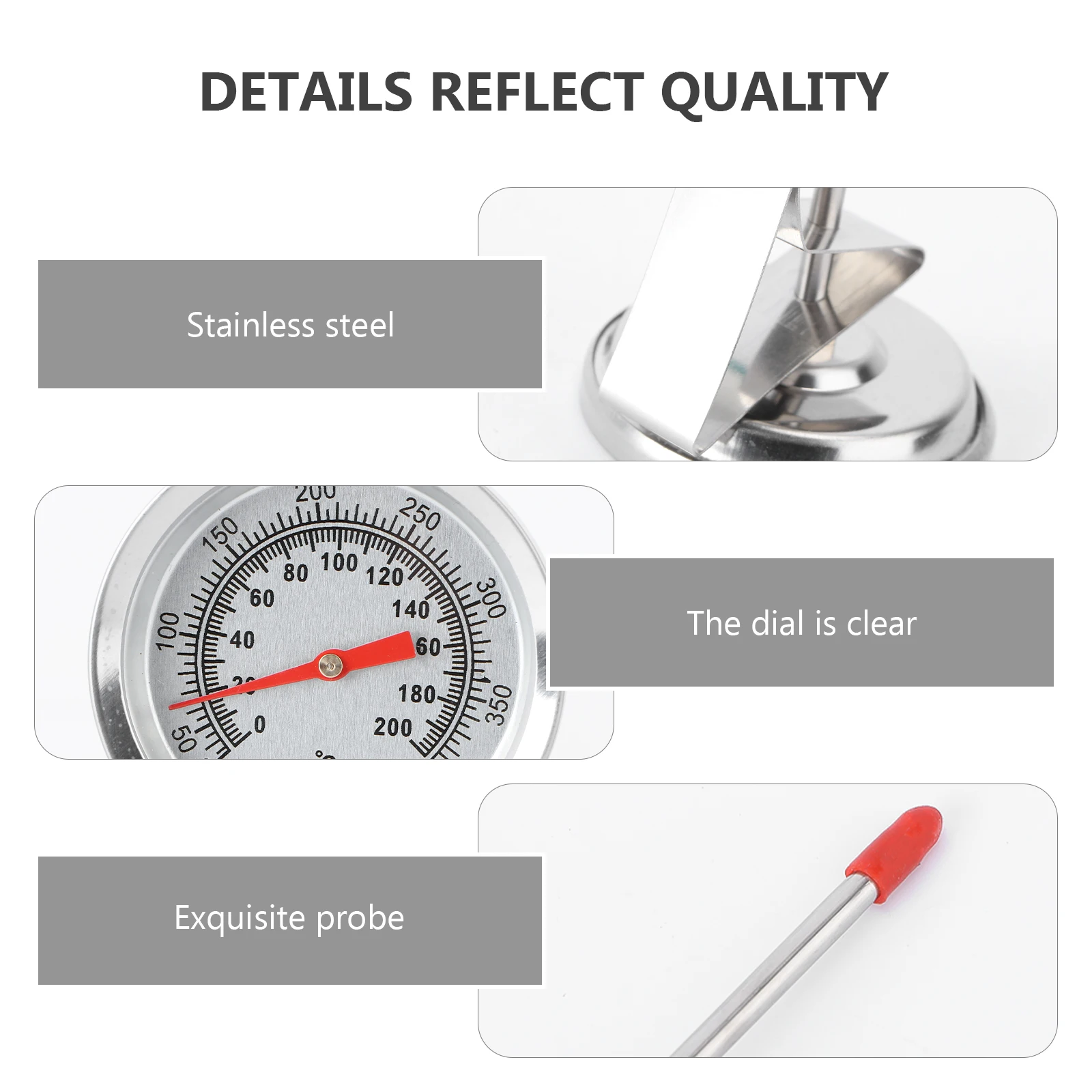 

1pc Stainless Steel Thermometer Silver Home Barbecue Grill Cooking Meat Temperature Gauge Bimetal Food Thermometer Kitchen