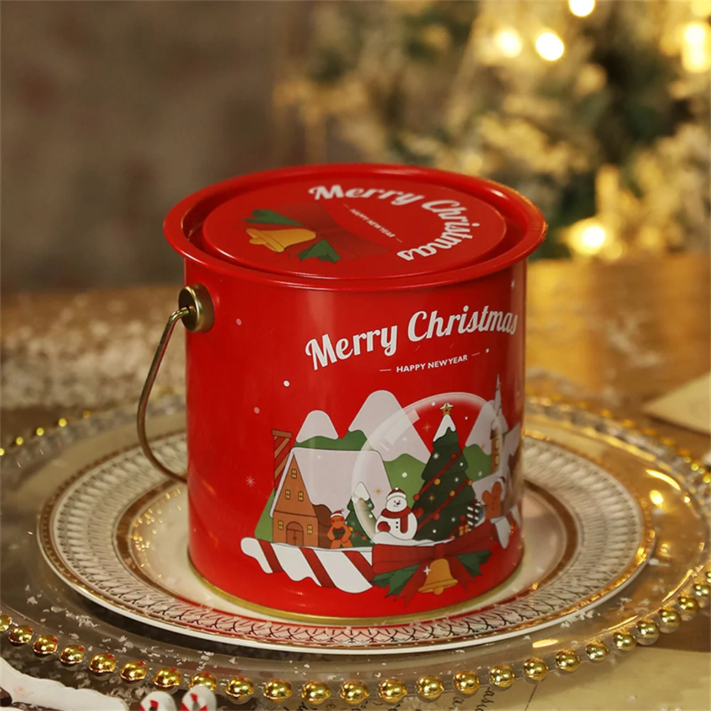 Metal Square Mini Christmas Candy Gift Box Portable Christmas Candy Box Christmas Tote Bag Open And Close Gift Boxes