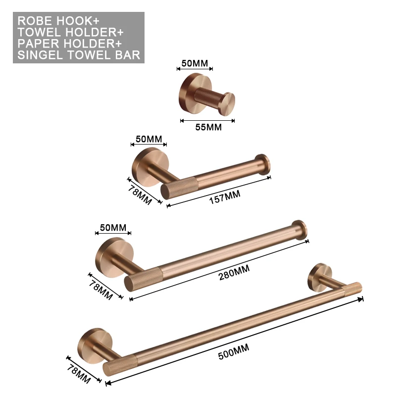نحى ارتفع الذهب الفولاذ المقاوم للصدأ التخريش الحمام الأجهزة مجموعة منشفة رف خطاف تعليق المعاطف منشفة بار حامل ورق المرحاض الملحقات #3