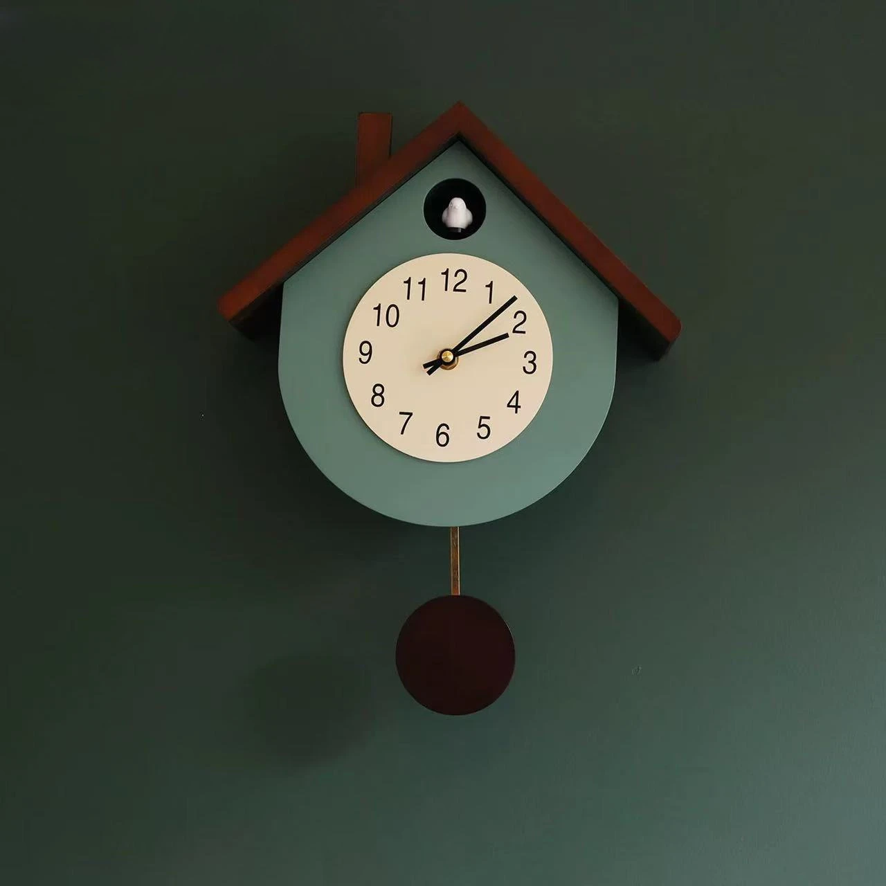 Nordic criativo alto sentido de madeira maciça tempo relógio parede sala estar pendurado criativo pássaro cuco relógio medieval