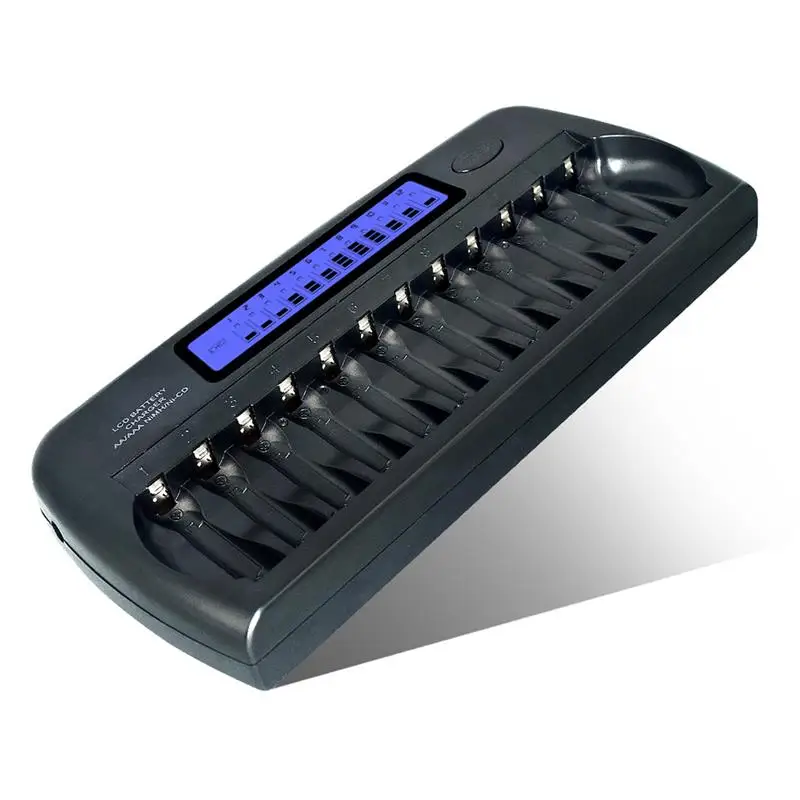 PALO PL-NC30 Intelligent Battery Charger LCD Display Speedy Smart Charger 12 Battery Slots for 1.2V Ni-MH Ni-CD AAA AA Batteries