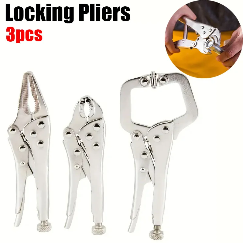 

3pcs Locking Pliers Set High Torque Fixed Clamping Hand Tools Multifunctional Professional Welding Tool Industrial Pliers