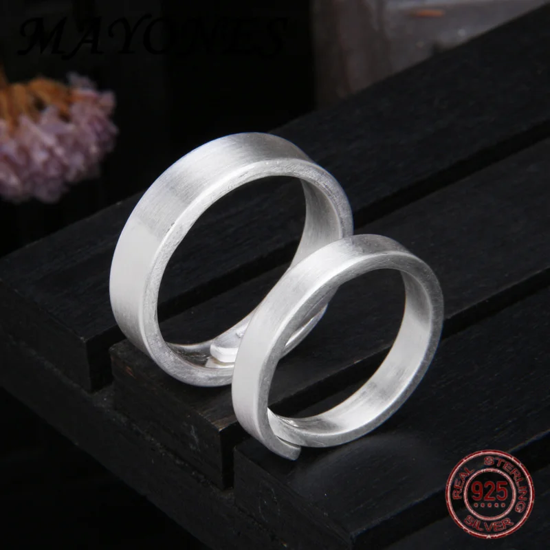 

Кольцо из чистого серебра S999 для мужчин и женщин, минималистичный оригинальный матовый регулируемый кольцо для пары, новый подарок 2025 г.