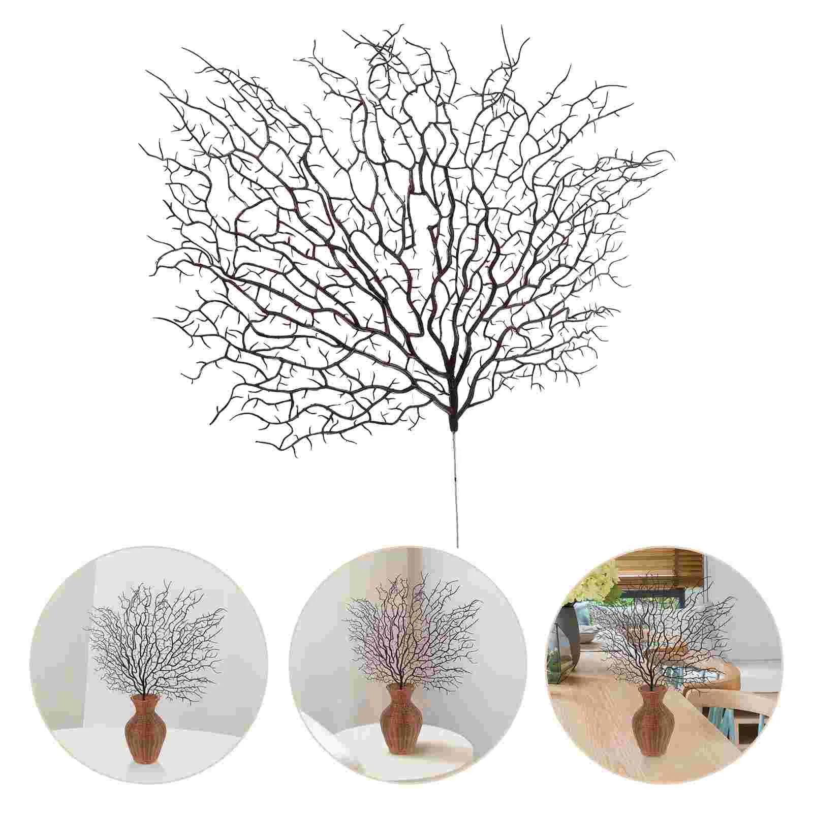 

2 Pcs Artificial Coral Branch Vase Filling Branches Fake Decor Pvc DIY Tree Twigs