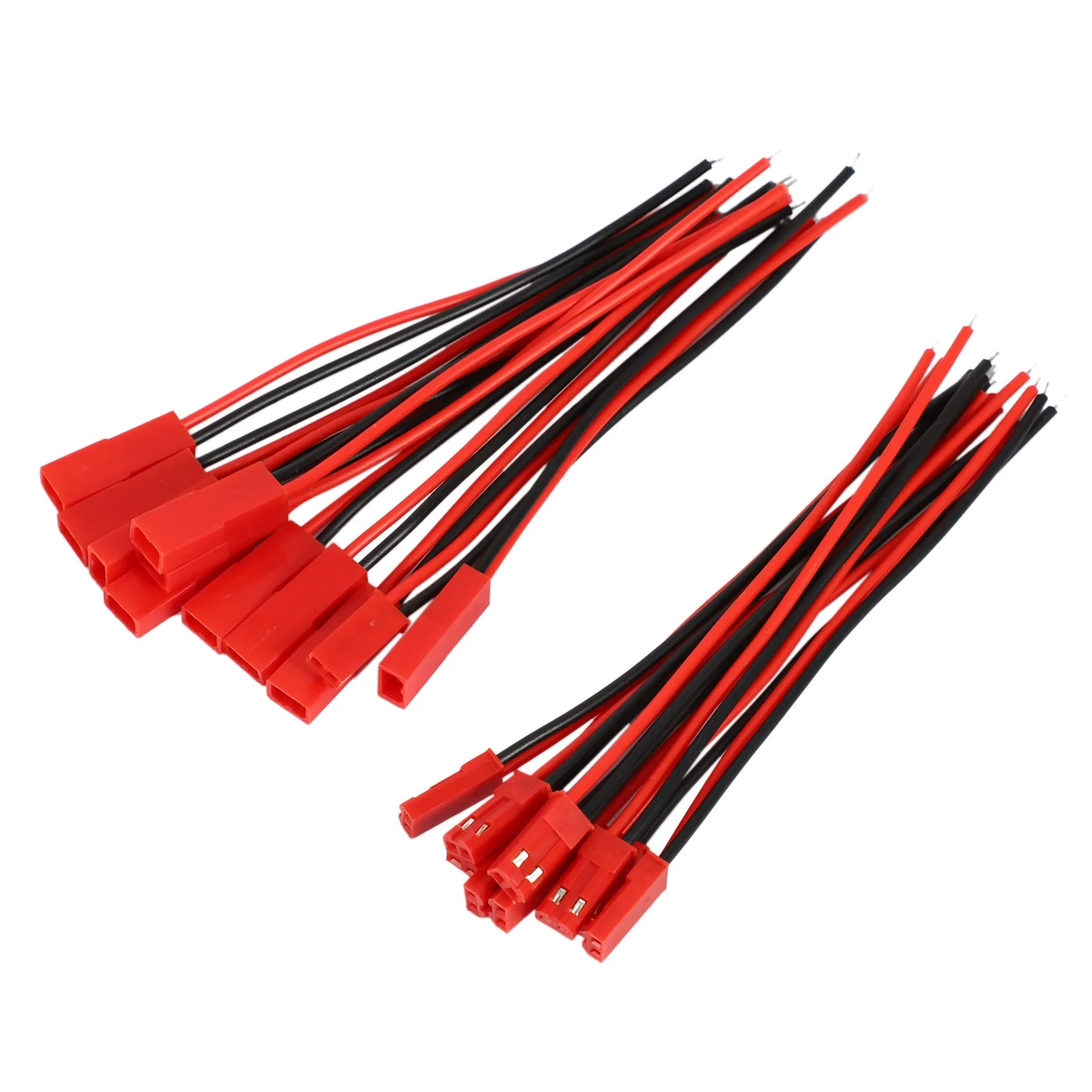 10 Pairs 2 Pin JST Plug Socket Connector M to F 110mm Cable Wire Red Black