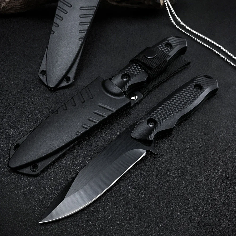 Outdoor Adventure Fixed Utility Knife, Plain Edge Blade, Portable Hand Tool for Camping, Hiking, and Field Outdoor Activities