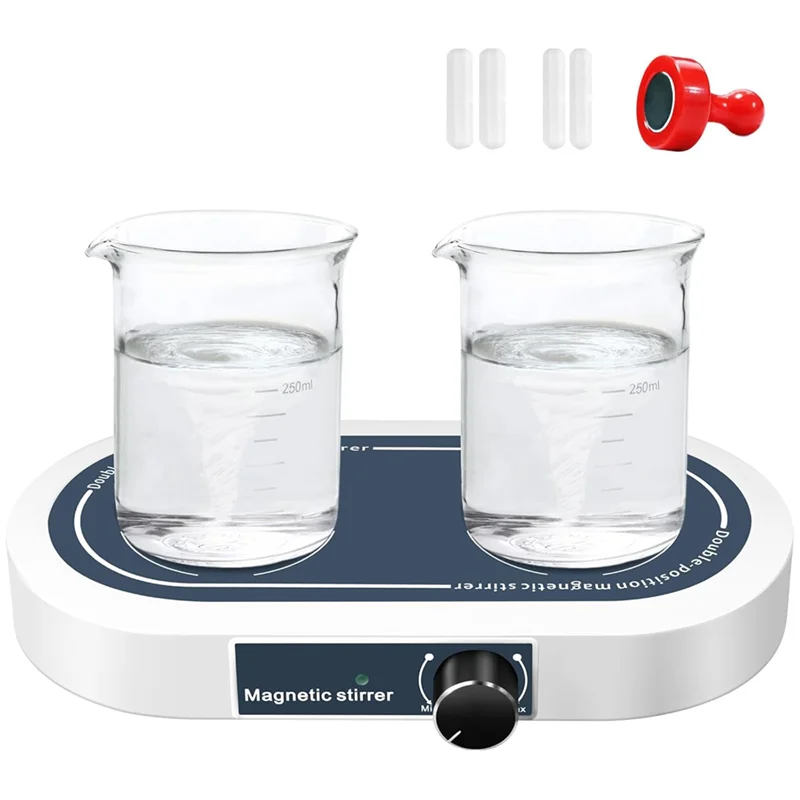 Top-Dual Position Magnetic Stirrer Synchronous Control, 2X 500Ml Stir Plate, 50- 1500 RPM, For Lab Use, US Plug