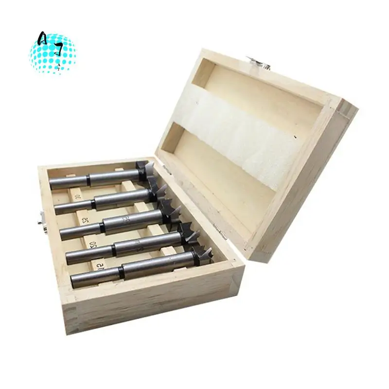 

A07F-5-Piece Wooden Boxed Flat-Wing Drill Woodworking Drill Set Woodworking Hole Opener Hinge Drilling
