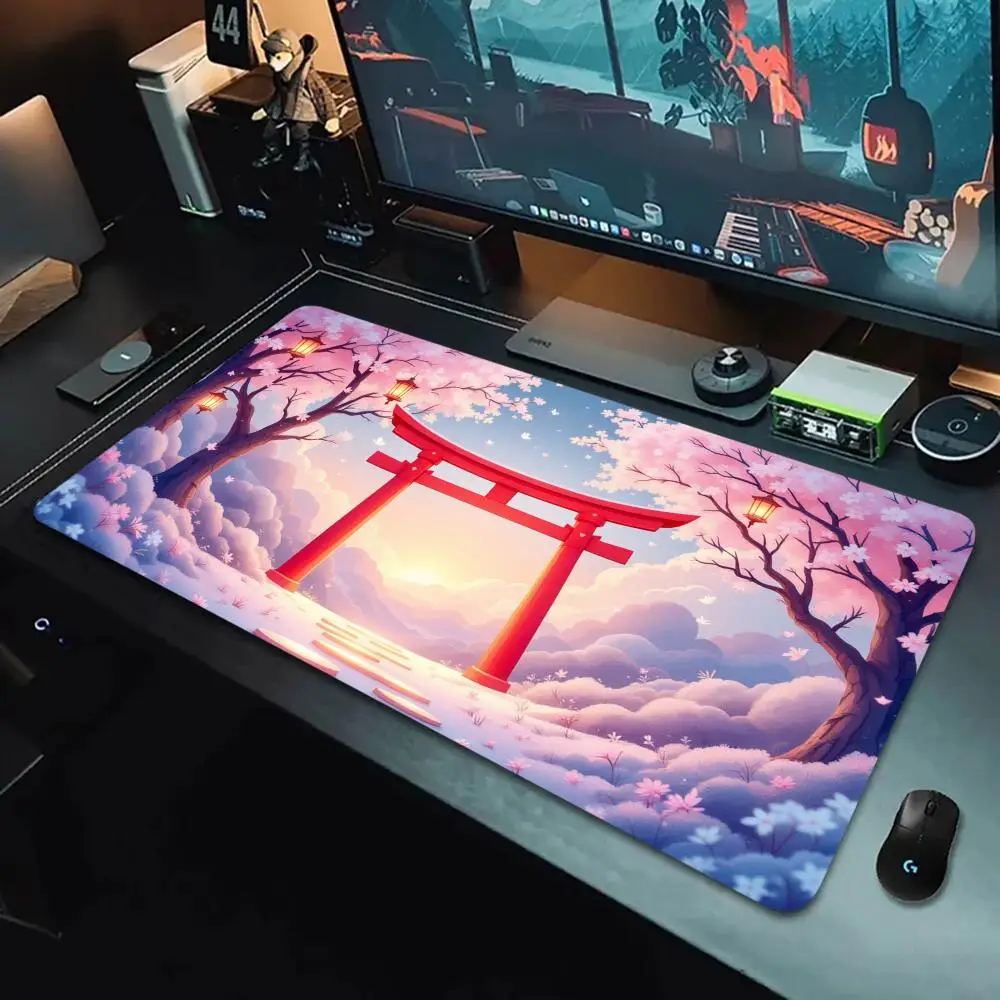 

Pink cherry blossom mousepad computer mechanical keyboard HD printing anti-slip rubber washable high quality