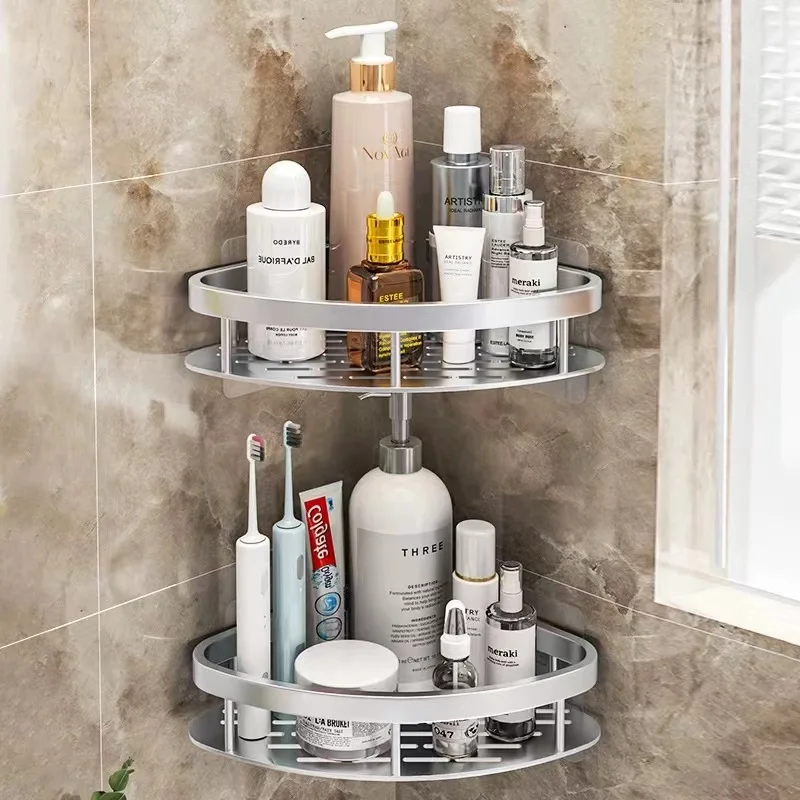 2025 New Bathroom Shelf Aluminum Alloy Shampoo Rack Makeup Storage Organizer Shower Shelf Bathroom No Drill Wall Corner Shelf