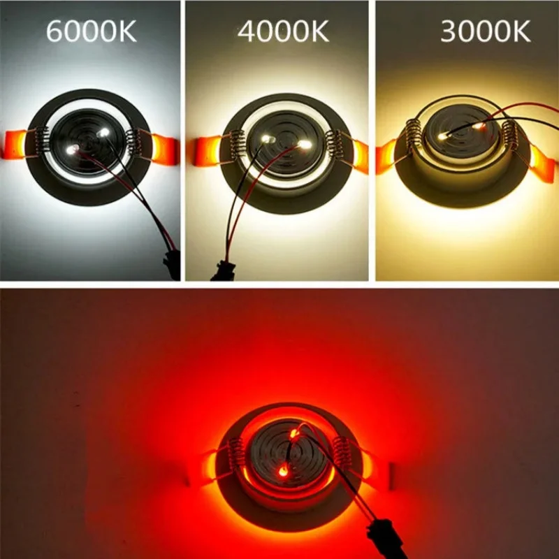 Teto LED Downlight RGB 3W Dimmable DC12V Recesso LED Spot Light Gabinete Showcase Lâmpada 220V Lâmpada Led Com Controle Remoto