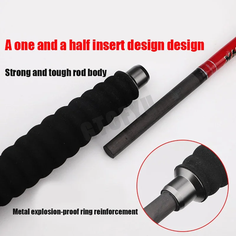 1.6M 2-Pieces Saltwater Offshore Casting/Spinning Carbon Fiber Boat Fishing Rod Portable Travel Fishing Rod Travel Surf Rod - Image 3