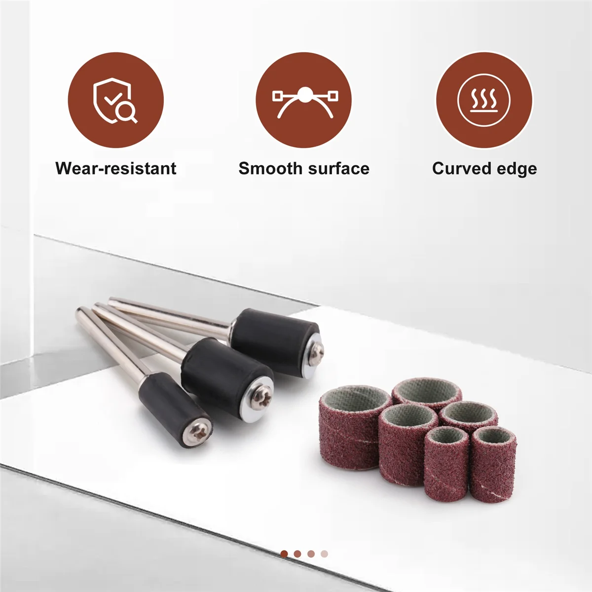 مجموعة طبلة ABJY مكونة من 66 قطعة تتضمن 60 قطعة من أشرطة الصنفرة و6 قطع من مماسك الطبل