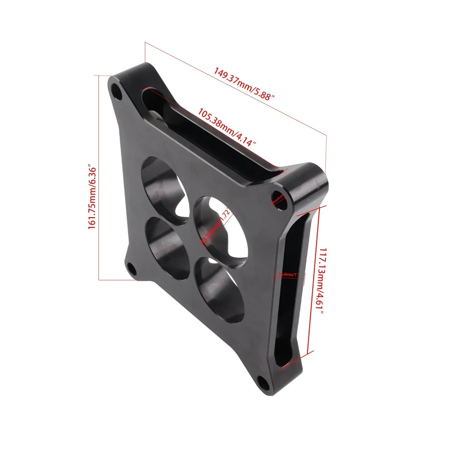 LS Engine 4-Port 4150 Series CNC Machined Aluminum Carb Spacer Square Bore 1