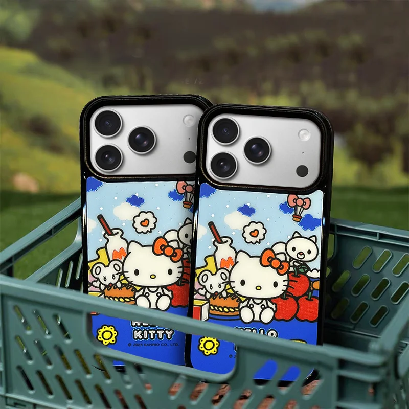 

Funny Cute Hellokitty Magnetic Phone Case For iPhone 17 Pro 15 14 16 Pro Max Back Cover with Holder Cartoon Cases For Magsafe Ca