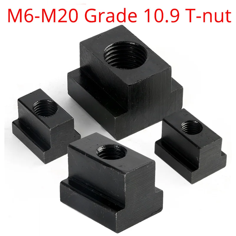 M6 M8 M10 M12 M14 M16 M18 M20 Clamp Table Slot Milling T Nut Block Slot Slider Machine Tool Black Grade 10.9 T-slot Nuts Screw