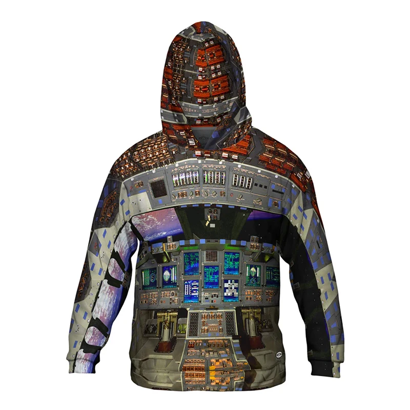 Aircraft Cockpit 3D Printed Hoodie Men's Clothing Unique Novel Pattern Pullover Sweatshirt Harajuku Street Personality Coat