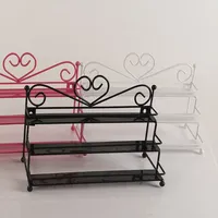 Zhiyu Iron Art Nail Polish Storage Rack Ladder Style Three Layer Perfume Lipstick Stand Display Shelf for Home Garden Decoration