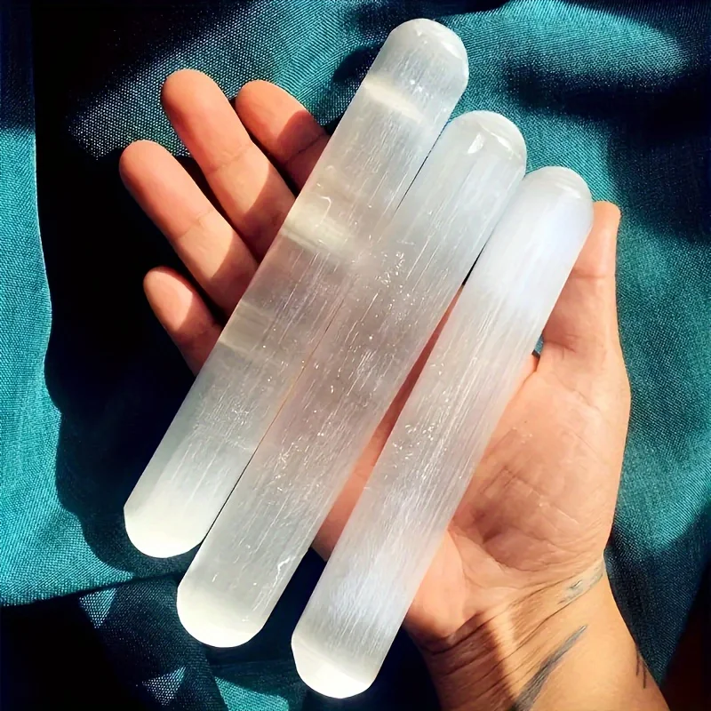 1PC Natural Morocco Selenite Wand With Healing & Calming Effects, High Energy Crystal, Used For Cleansing And Protection Soul