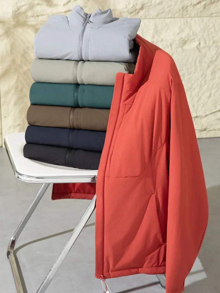 

Ultra-Lightweight Winter Men's Outdoor Cotton Jaet Stand Collar Thermal Faionable Stand Fit Long Sve Zipper Closure