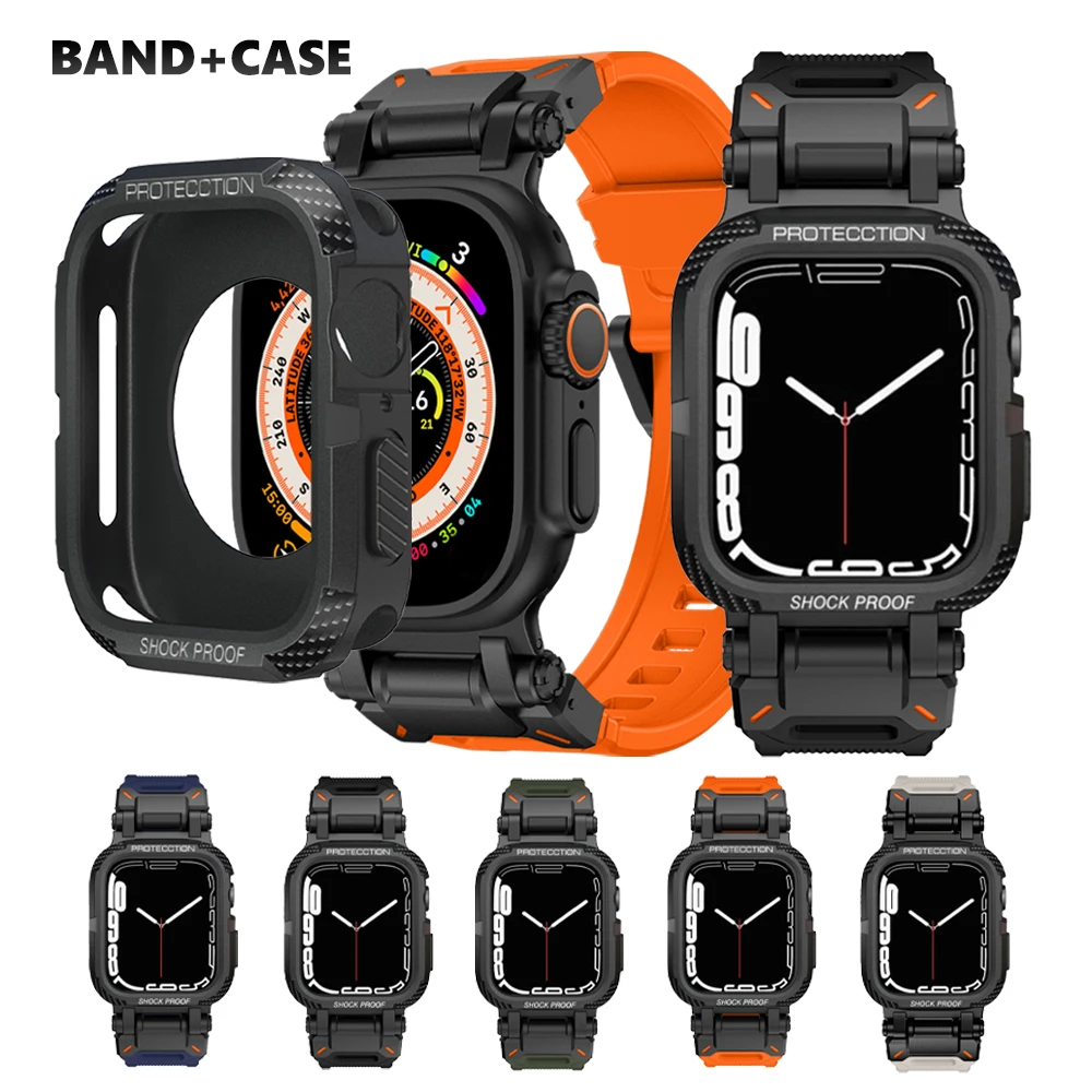 

Ремешок из ТПУ для Apple Watch Ultra 2 49 мм series 9 8 7 45 мм, резиновый мужской силиконовый браслет для iWatch 6 4 5 3 se 44 мм ultra