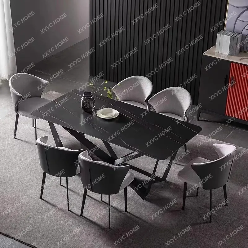 

Минималистичный обеденный стол из импортной каменной плиты, простой и современный.