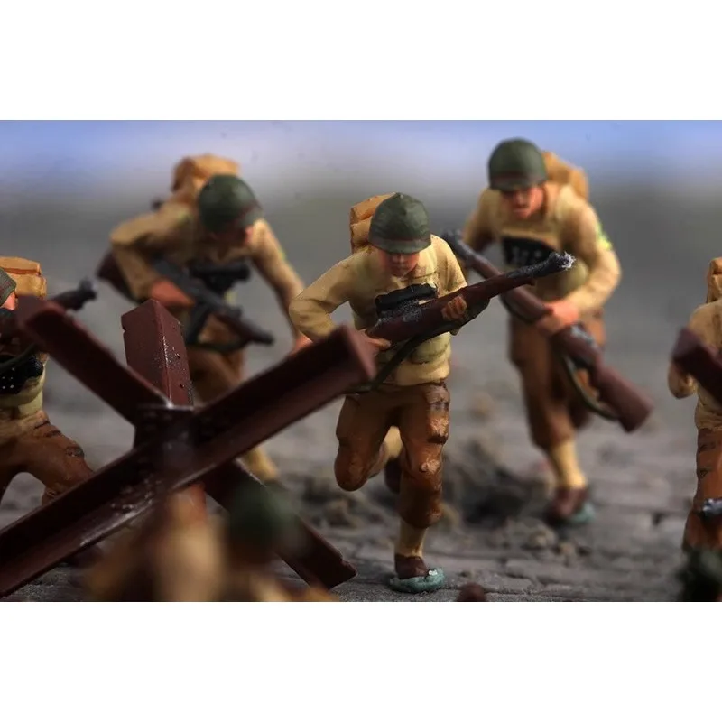 

1/72 Scale Resin Soldiers Ten Soldier Model about 2CM Two Obstacle Model for Background Ornament Desktop Decoration DIY
